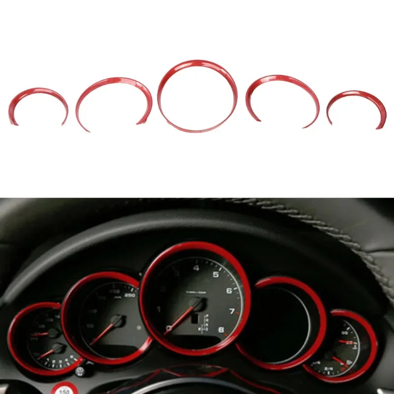 5Pcs Dashboard Console Decorative Ring Trim For Porsche Cayenne 2011-2016 For Porsche Panamera 2010-2015