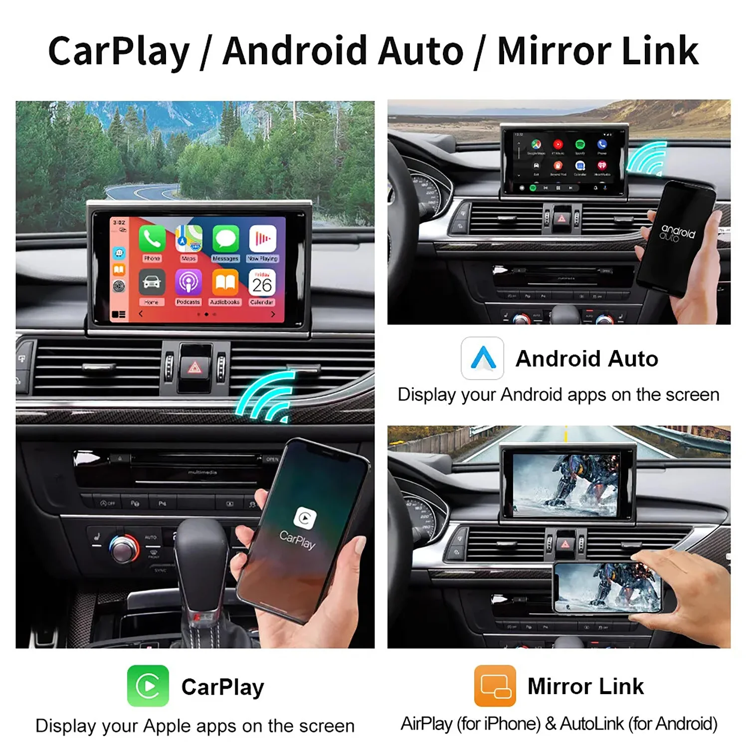 1 قطعة اللاسلكية أندرويد السيارات Carplay Nav واجهة الكاميرا ل 2012-2016 أودي A6 A7 HN + مع نظام MMI 3G