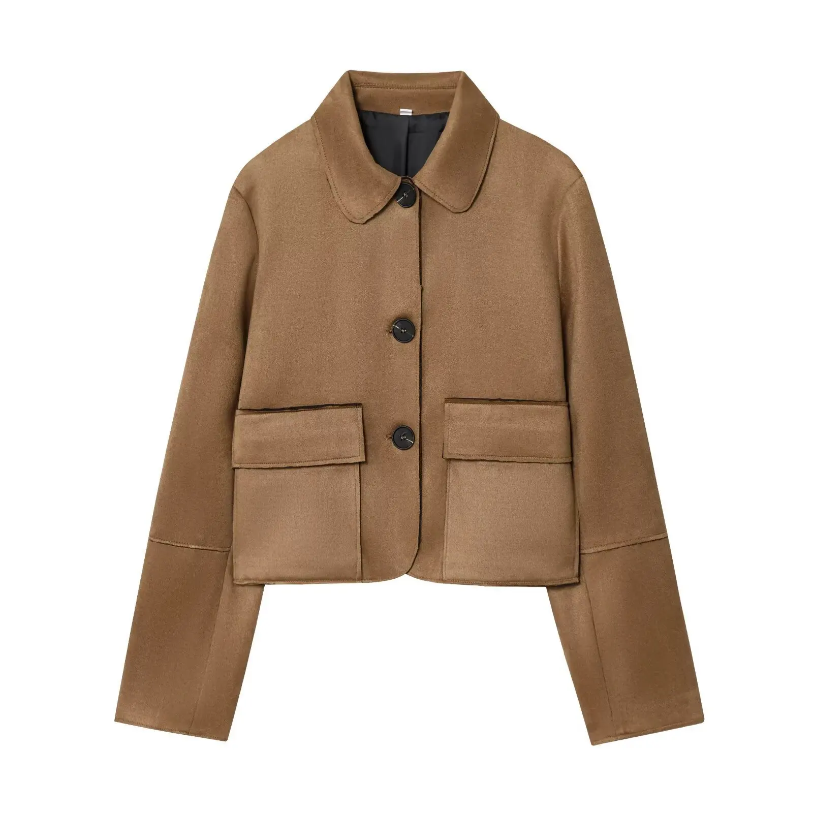 Maxdutti 2026 ربيع الموضة سترة جلدية من جلد الغزال سترة نسائية ملابس امرأة بلايز الحد الأدنى جيب واحدة الصدر دعوى