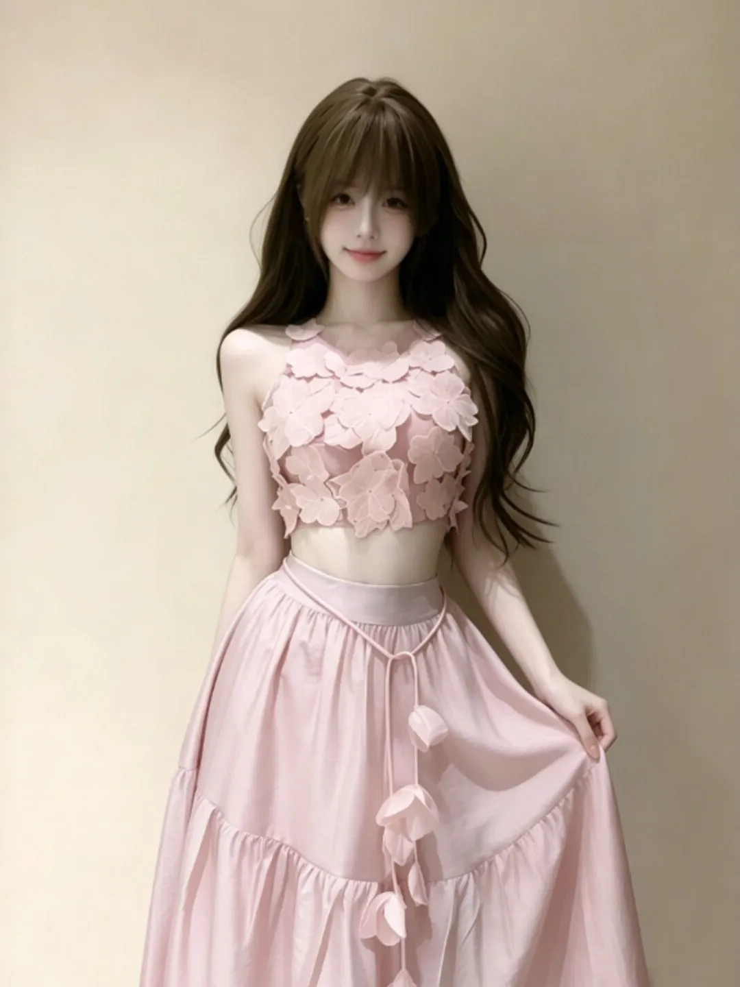 

Gentle Wind Unique Super Beautiful Halter Top Skirt Two-Piece Set Anti-Aging Complete Set Summer 2026 Fashion Korean Style