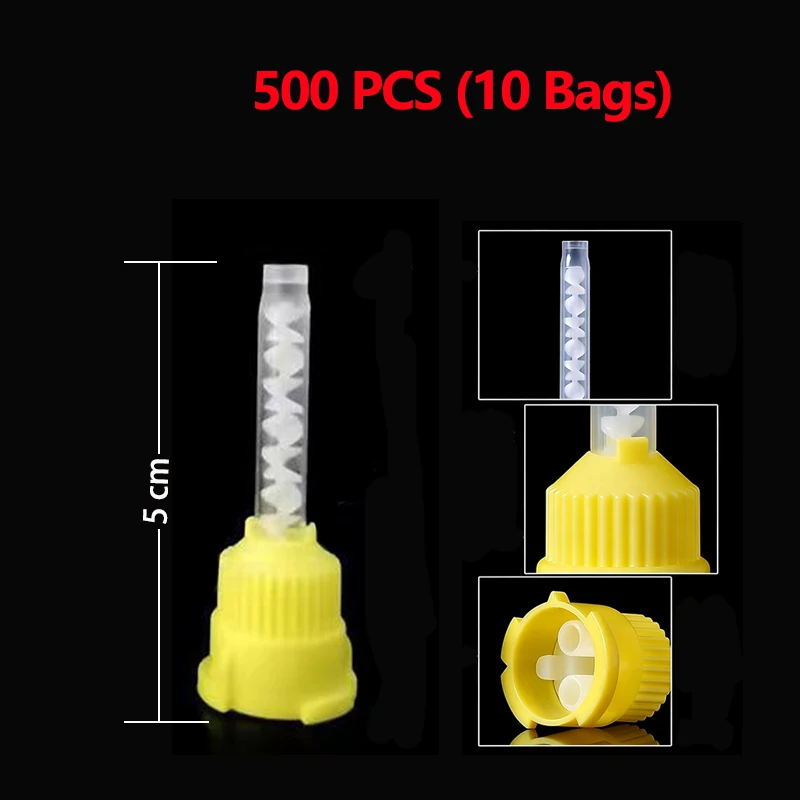 50/100PCS Tandheelkundige Mengtips Siliconen Rubber Mengtip Tandheelkundige Afdrukmaterialen Mengbuis Prothese Laboratorium Kleurbuizen