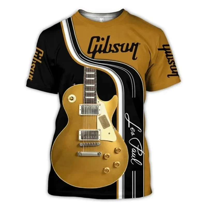 Jazz T-shirt 3D Print Sax Guitar Clarinet Men's T-shirt Classic Music Instruments Short Sleeve Hip Hop Harajuku Casual Tees Male