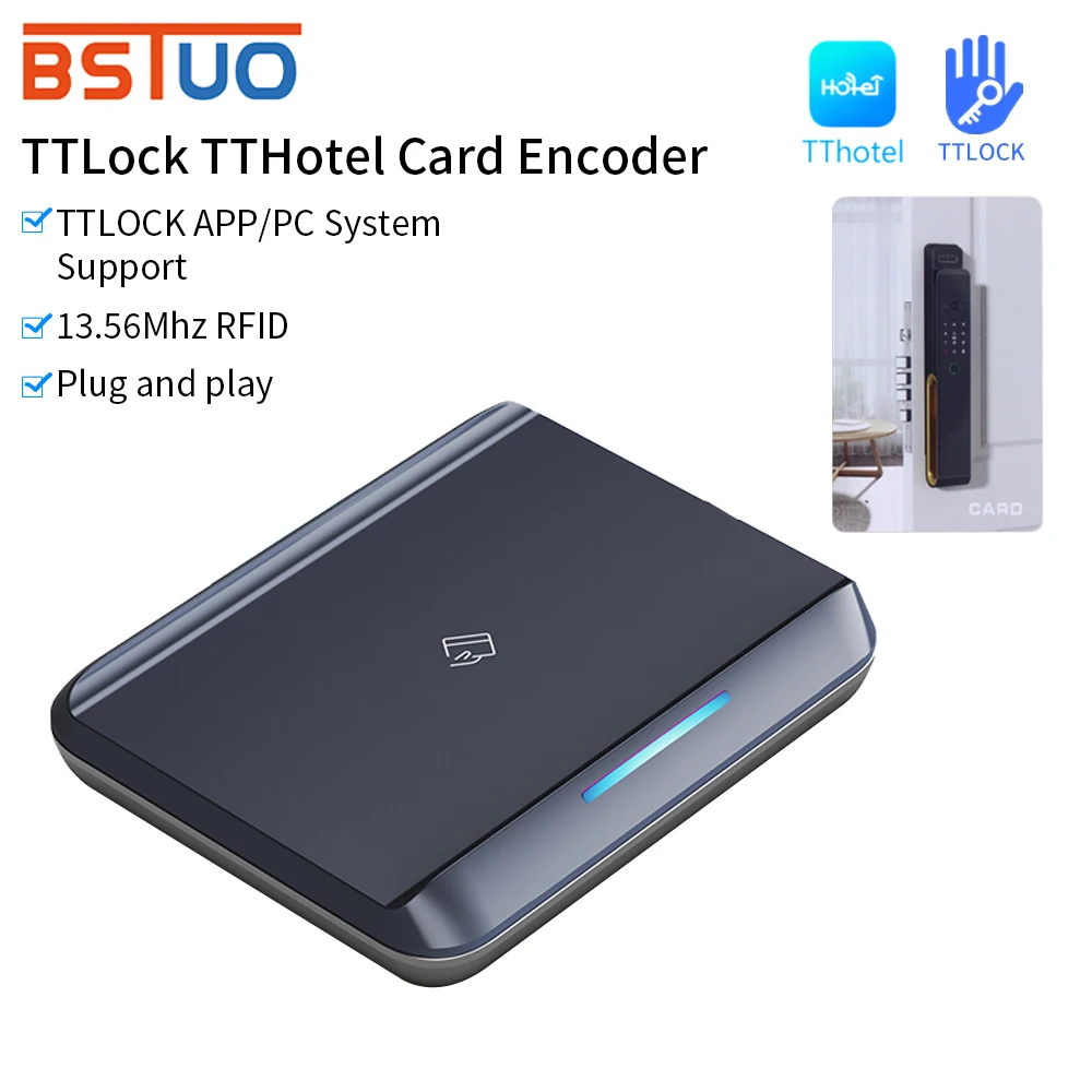 TTLOCK Card Encoder Writer Reader Bluetooth RFID Hotel Online Door Lock System S50 IC M1 Card Encoder Support G2 Gateway TTHotel