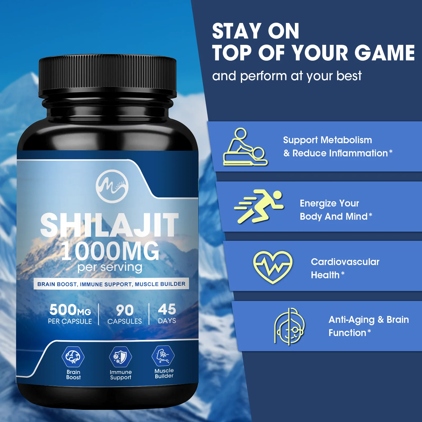 Pure Organic Shilajit Supplements with 85+ Trace Minerals & Fulvic Acid Immune Health Overall Physical Health for Men