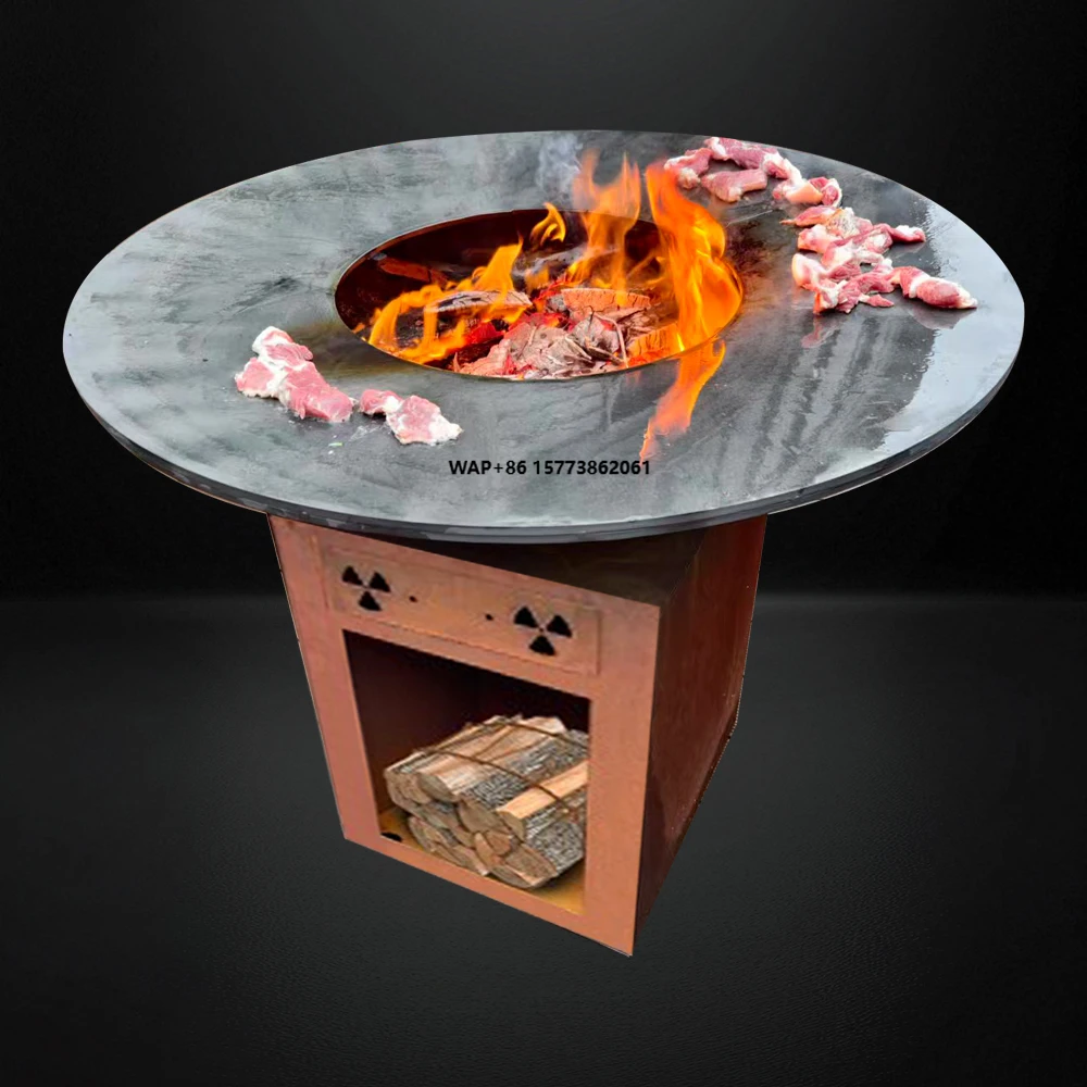

100cm CORTEN Corten Steel Brazier Outdoor Wood Charcoal Circular BBQ Grill Fire Pit