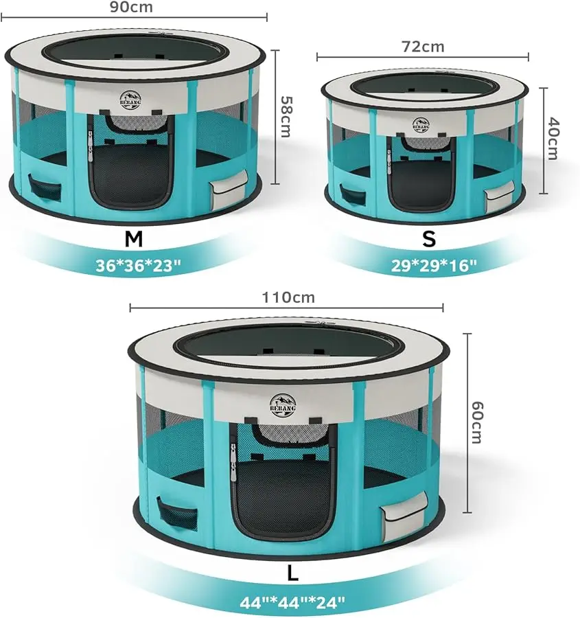 

Playpen for Dogs, 44"*44"*24" Large Foldable Pet Play Pens Indoor Outdoor Exercise Pen with Carrying Case Food Bowl for Cat Pupp