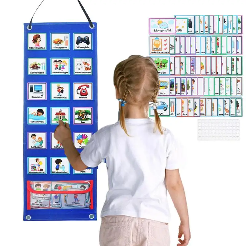 Visual Schedule For Kids Waterproof German Preschool Calendar For Classroom 70 Cards Visual Classroom Learning Calendar