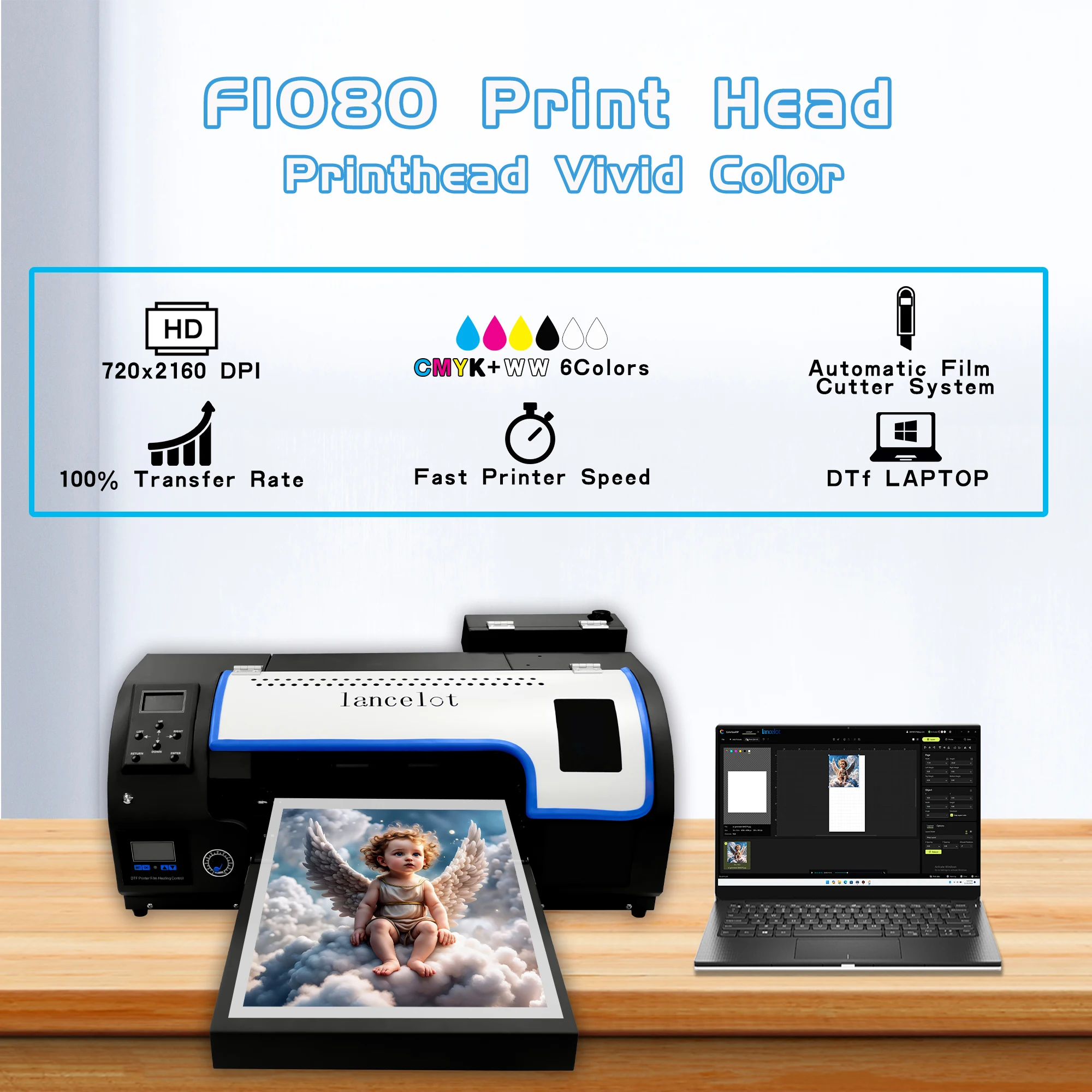 Lancelot A3 M1630 Pro DTF 프린터 번들 – 파우더 셰이커 및 열 프레스 자동 기능을 갖춘 올인원 자동 티셔츠 인쇄 시스템