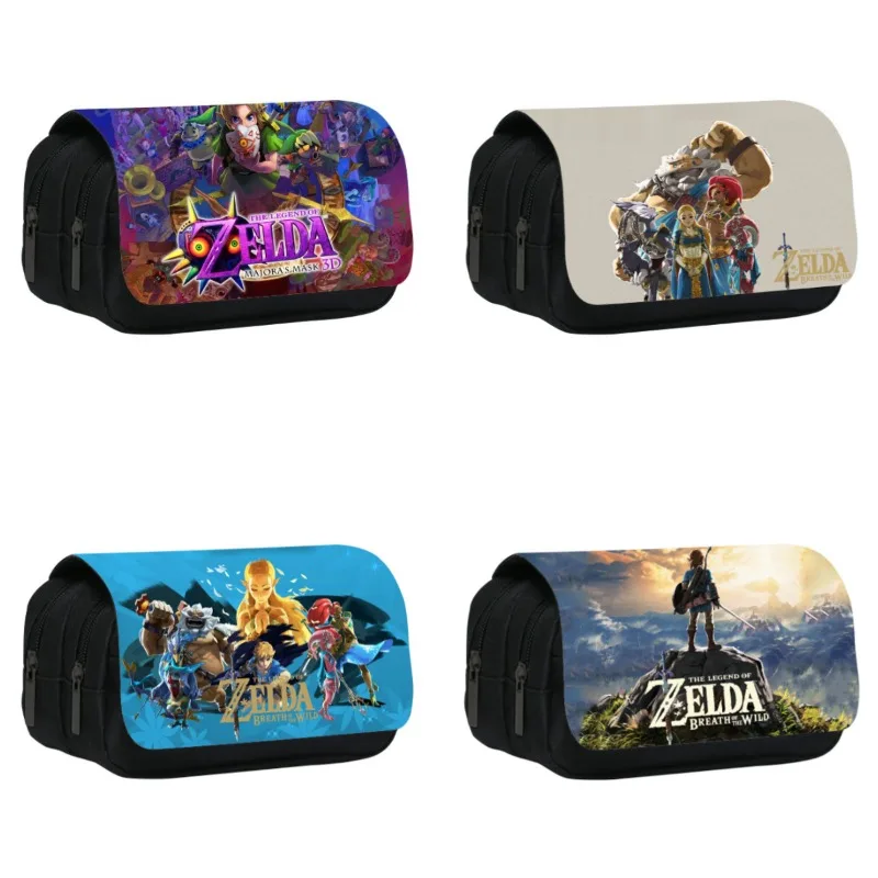 Game The Legend and Of Zeldas Series Pencil Case Cartoon Creativity Printed Pattern Double Layer Zipper Stationery Storage Bag