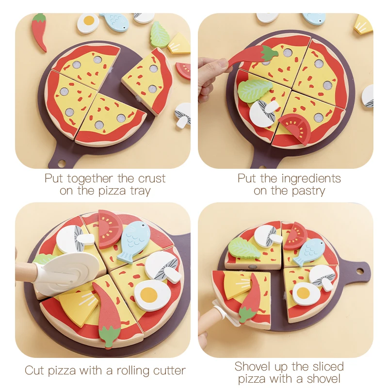キッチンごっこ遊びおもちゃ木製シミュレーション食品アクセサリーピザサラダデザートセットモンテッソーリ教育玩具幼児ギフト用
