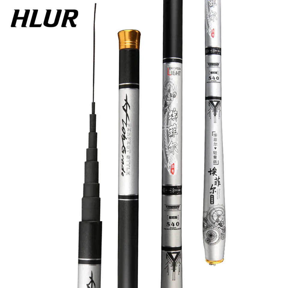 HLUR Telescopic Fishing Rod Carbon Fiber Fiber Ultralight 3.6M/4.5M/5 ...