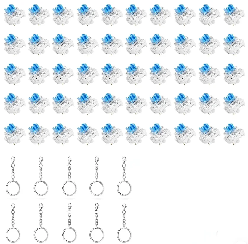 50 Stück Tastatur-Klicker für 3D-Druck, staubdicht, 3-Pin blaue mechanische Tastaturschalter für 3D-gedruckte Clicker-Fidgets