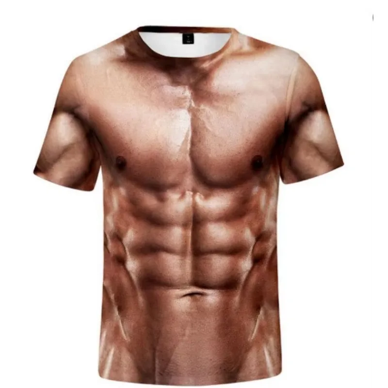 

Muscle Tattoo 3D Printed T-shirt Summer Beach Vacation Men's Short-sleeved 3D Printed T-shirt Casual Fitness Breathable Top
