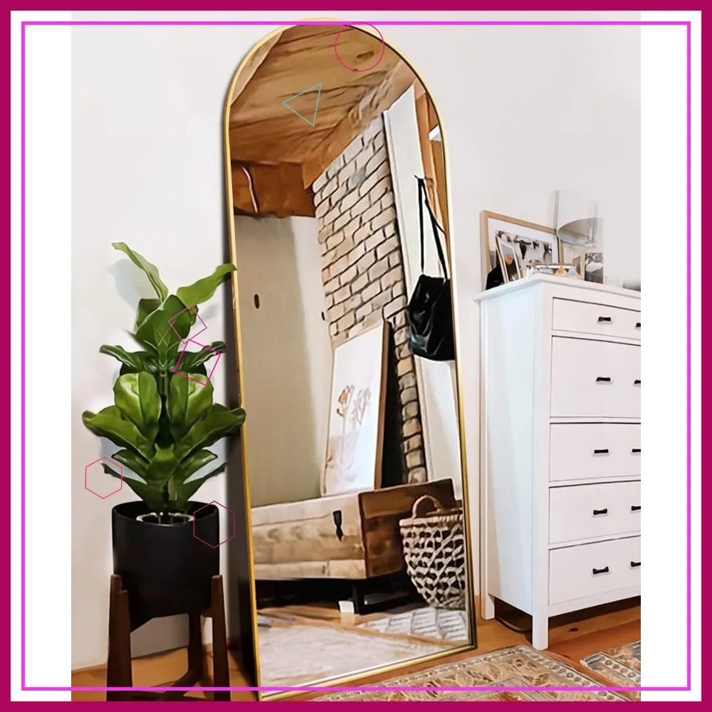 

Gold Arched Full Length Floor Mirror with Stand, Freestanding or Wall Mounted for Bedroom Living Room Decor