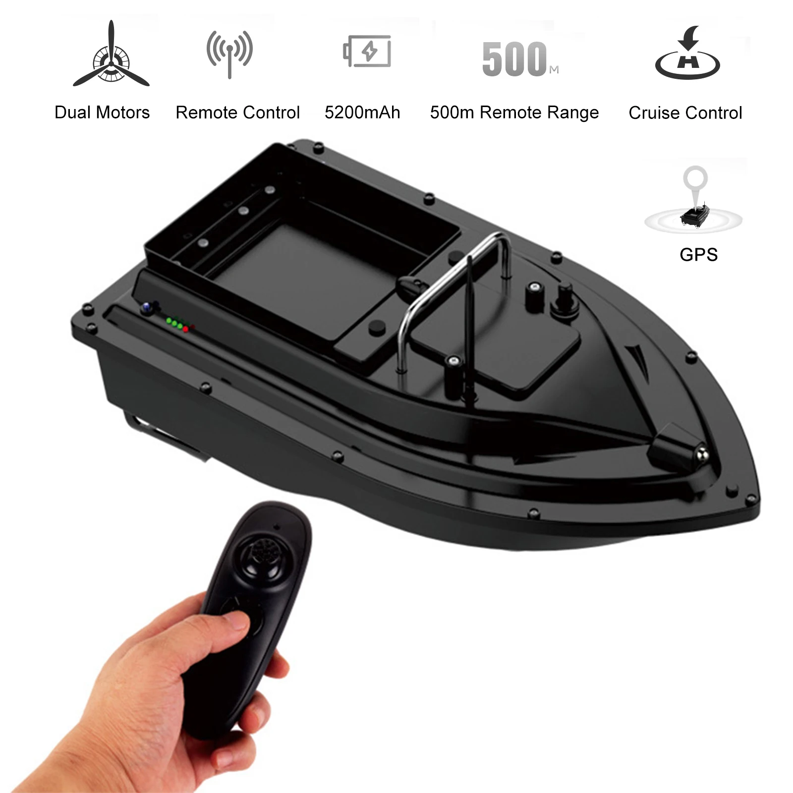 Wireless Control GPS Fishing Bait Boat with Automatic Return and 4 4lb Bait Capacity for Long Distance Fishing