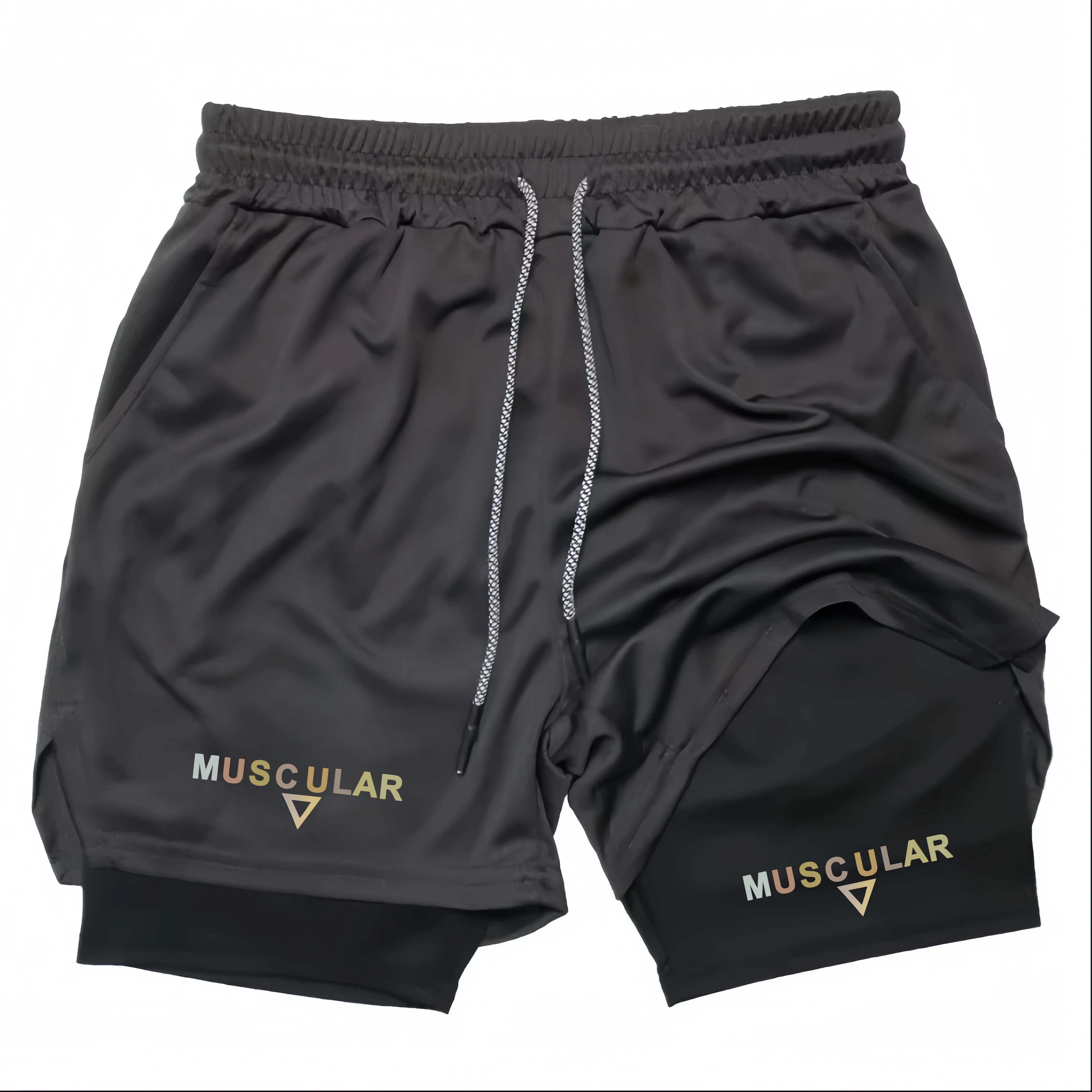 

Summer Men Running Shorts Fitness Gym Training 2 in 1 Sports Shorts Quick Dry Workout Jogging Double Deck Shorts
