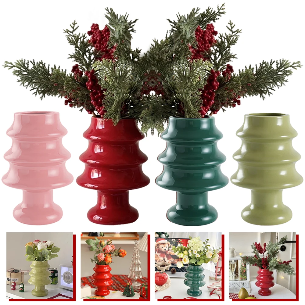 

Modern Christmas Ceramic Vase Hydroponic Flower Vases Decorative Glass Flower Vase Home Office Table Decor Wedding Centerpieces