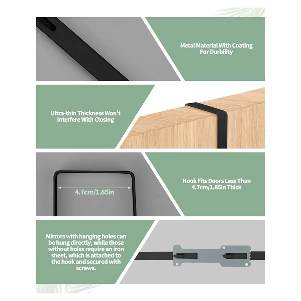 【MUST-HAVE LIST】 2 PCS over the Door Mirror Hanger, Adjustable Door Mirror Hanger, Five-Hole over -Mirrors Hook, Doors Hangers