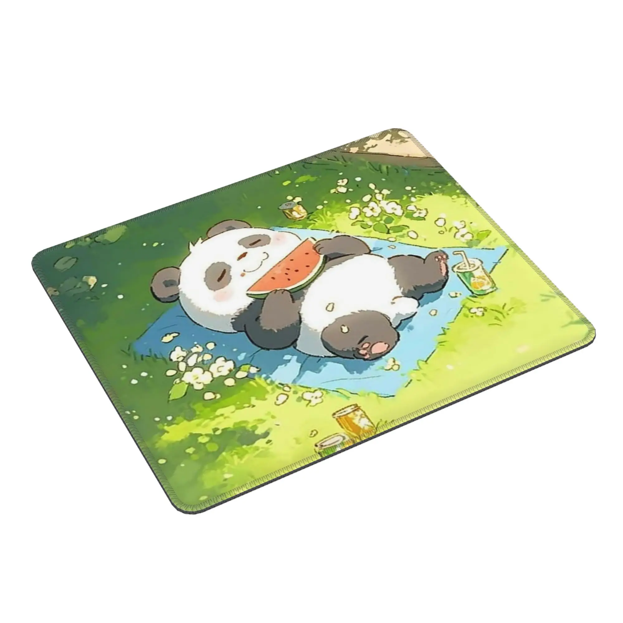 Adorable Panda Lying On The Grass Mouse Pad Computer Keyboard Mouse Mat Gaming PC Laptop Desk Mat Office Accessories Table Mats