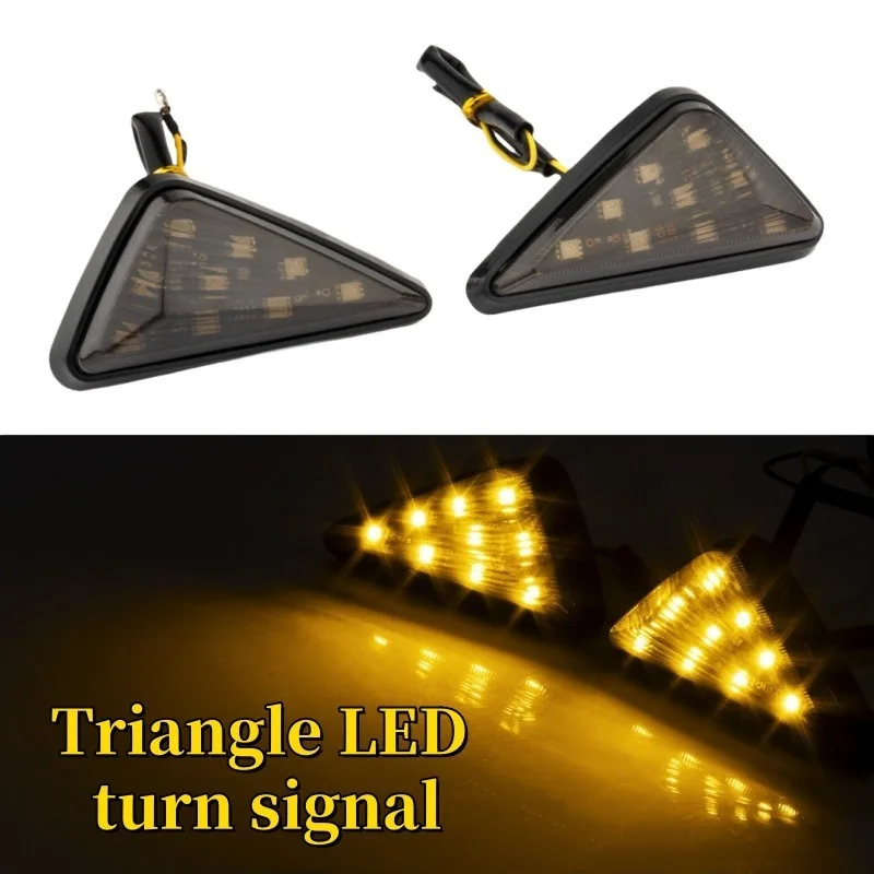 

1Pair Motorcycle Universal LED Turning Lamp Smoke Triangle Flush Mount Waterproof Turn Signal Indicators Blinker Flashing Lights