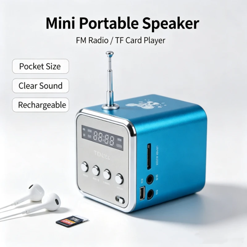 Rechargeable Portable Radio Mini High Bluetooth Portable Voice Suitable for Computer Cell Phone MP3 Music FM Portable Mini Radio