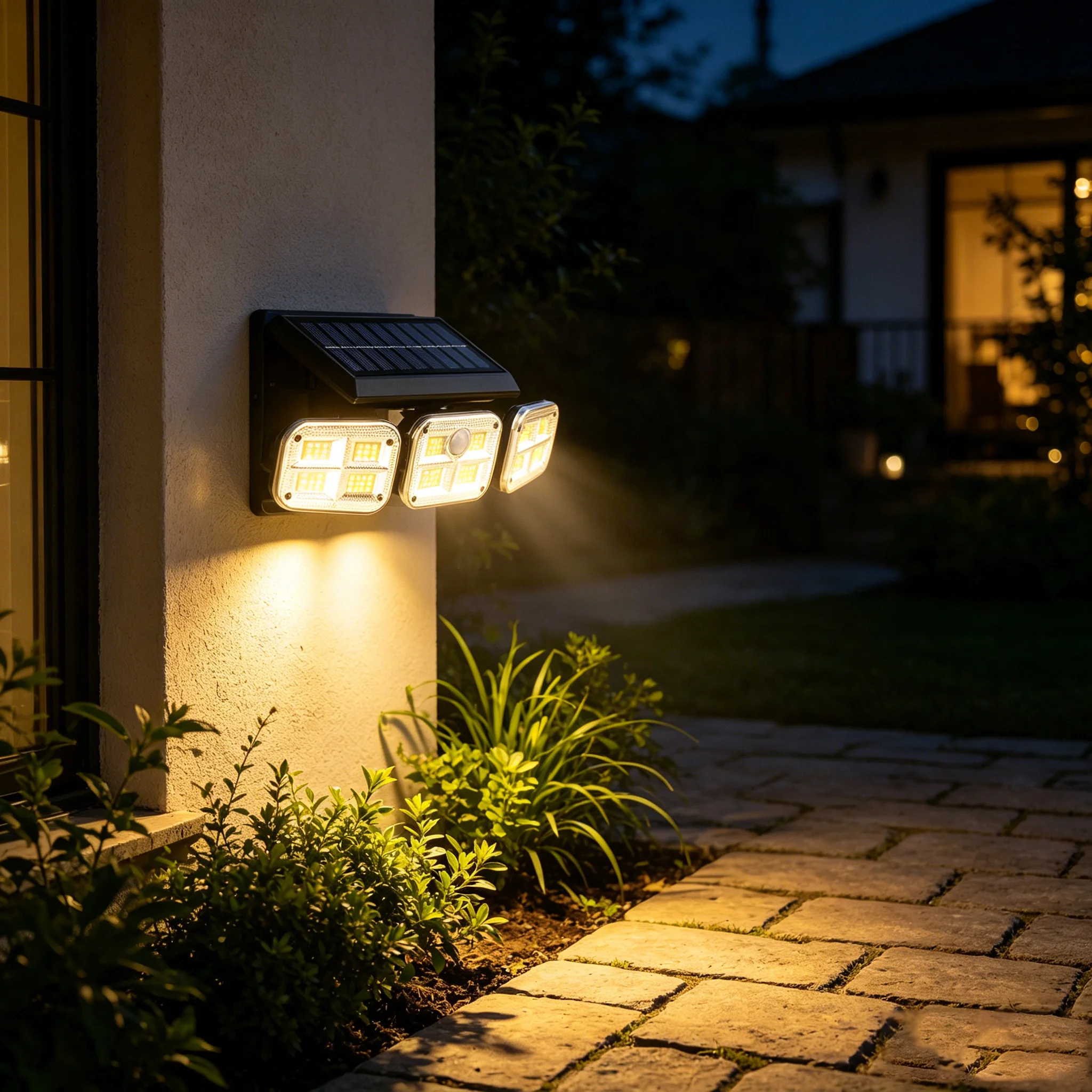 Solar Wall Lights Four Headed Rotating Solar Lights For Outdoor Courtyards  Outdoor Waterproof Lighting Courtyard Garden Lightin