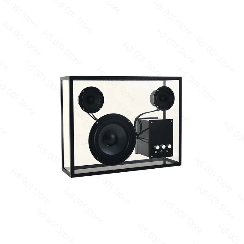 Modern Glass Stainless Steel Bluetooth Speaker with Subwoofer Desktop Decor for Showroom Creative Gift