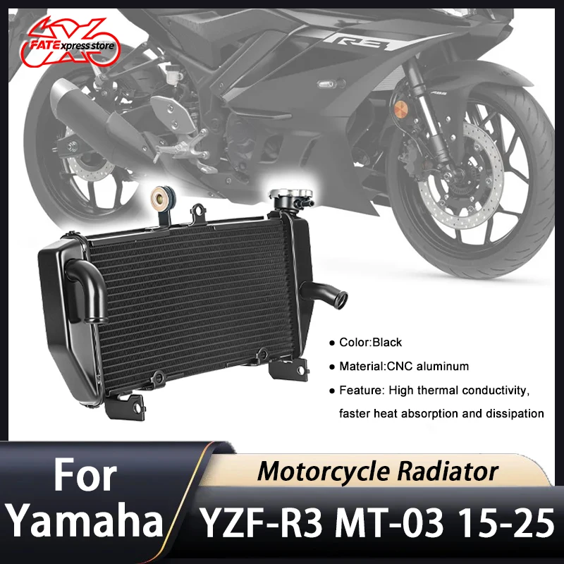 

Motorcycle Engine Radiator Water Cooling Cooler For Yamaha YZF R3 MT 03 YZF-R3 MT-03 MT03 YZFR3 CNC Aluminium 2015-2025