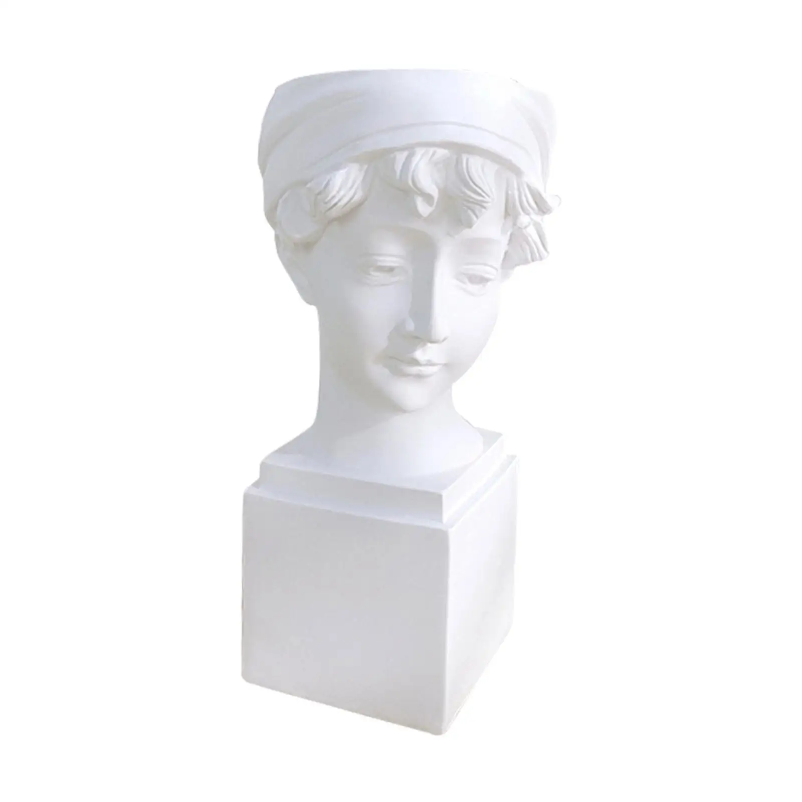 Elegant British Girl Bust Resin Vase for Succulent Planter Makeup Brush Holder Desk Statue Home Decor Artistic Figure