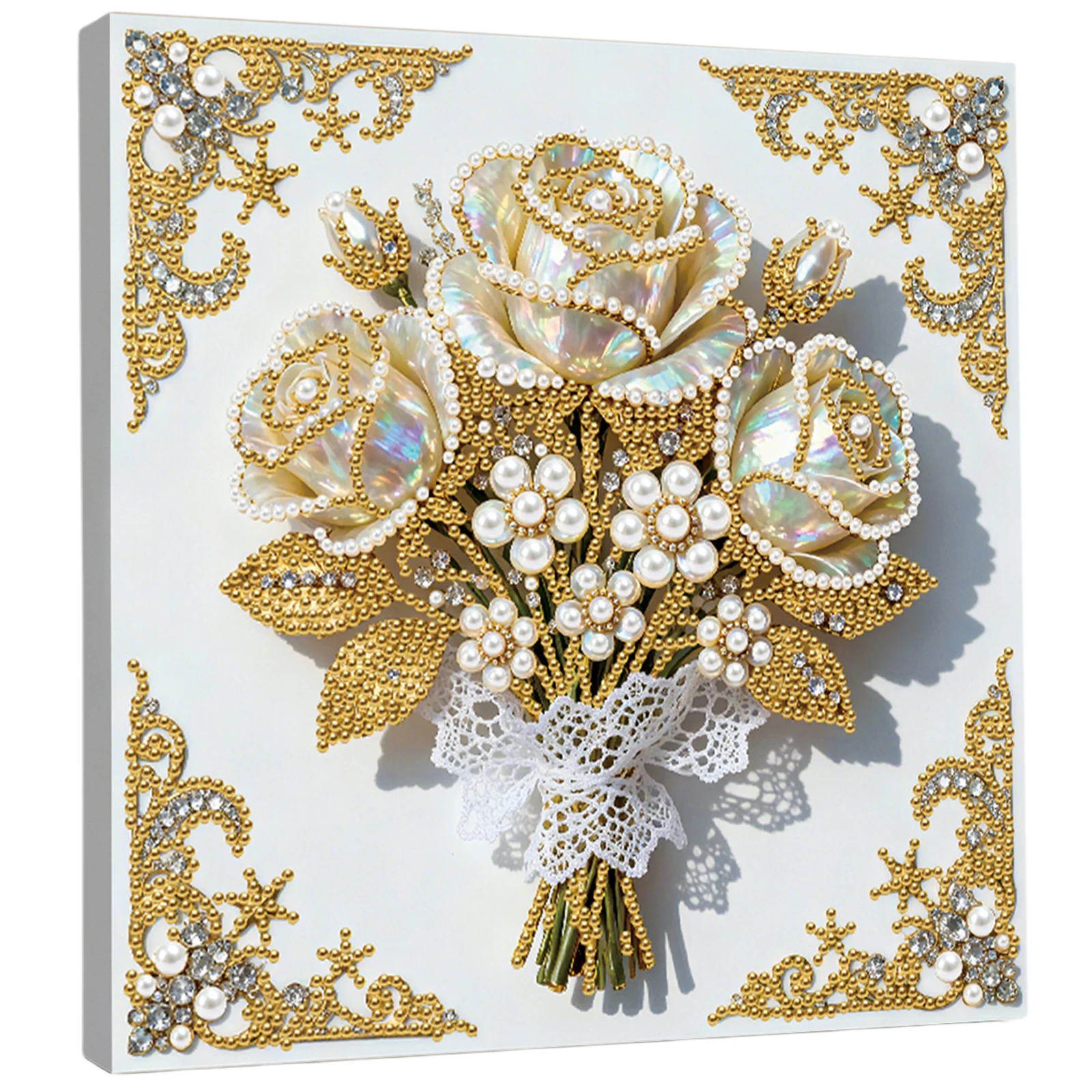 

Colorful Flower DIY Pearl Painting Kit for Adult Home Wall Decor 25x25cm w/Frame