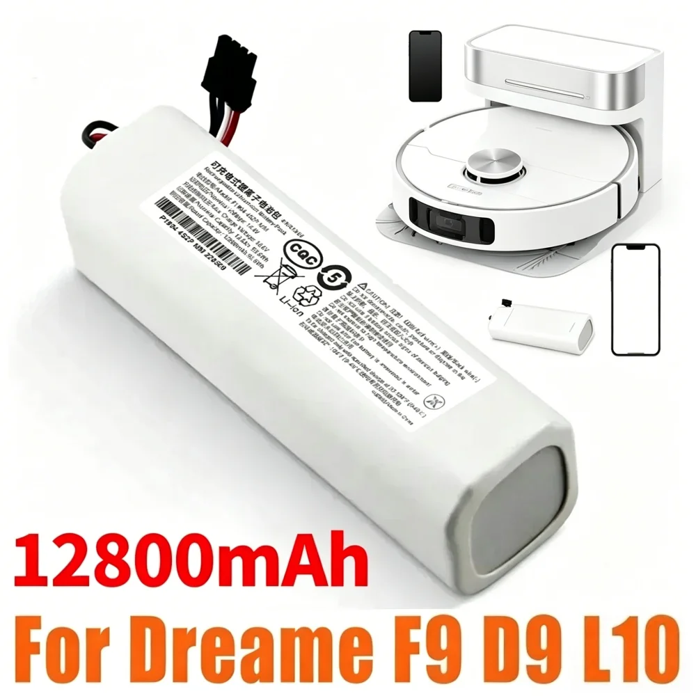 Aleaivy 14.4V 12800mAh High-Quality P2008-4S2P-MMBK Replacement Battery For Dreame F9,D9,L10Pro Plus,RLS3,RLS5,RLS5L,RLS5D