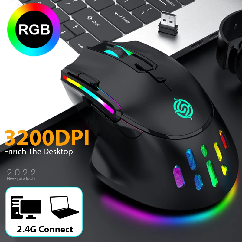 2.4G USB Rechargeable Wireless Mouse Honeycomb RGB Light Gaming Mouse Lightweight Ten Keys Laptop DesktopPC Mice For Mouse Gamer