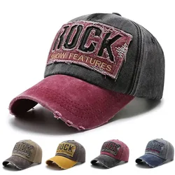 Wysokiej jakości litera ROCK haftowana bawełniana czapka z daszkiem dla kobiet mężczyzn Gorras Snapback Outdoor Sport kapelusz przeciwsłoneczny