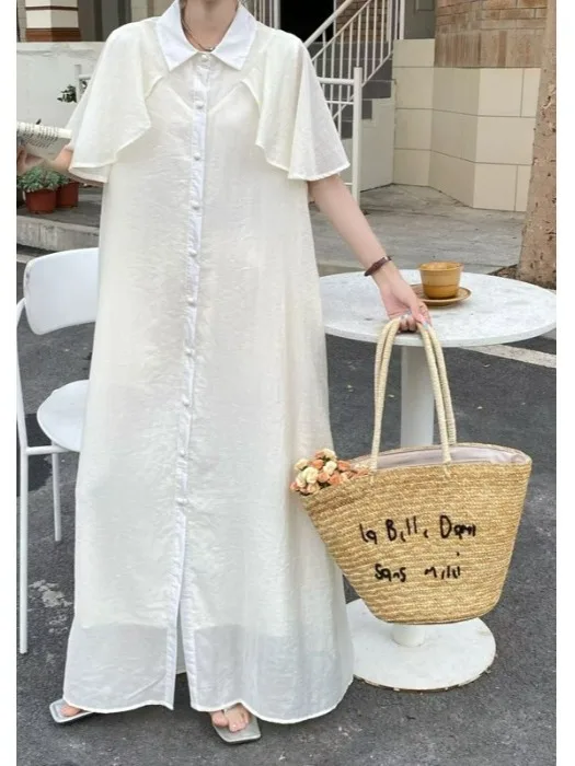 Ele Pure Color Overknee Long Dr Damen Plus Size Single Button Turn-Down-Kragen ort Sve Schlankheits irt Dr Su...