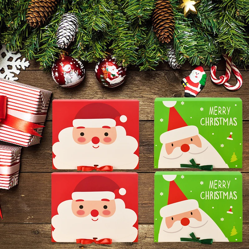 1pc Merry Christmas Gifts Box Santa Claus Cookies Snack Cake Packaging Box For Xmas New Year Party Home Decor Noel Navidad Gift