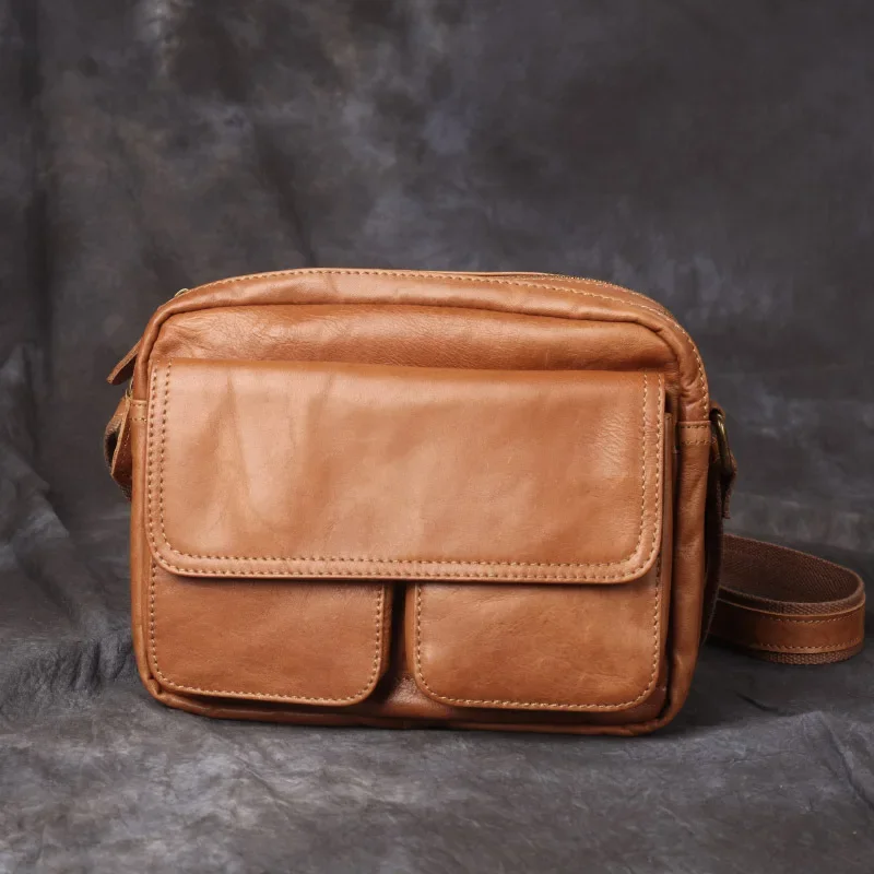 Handmade Retro Matte Leather Shoulder Bag Men's Genuine Leather Casual Top Layer Cowhide Crossbody Bag