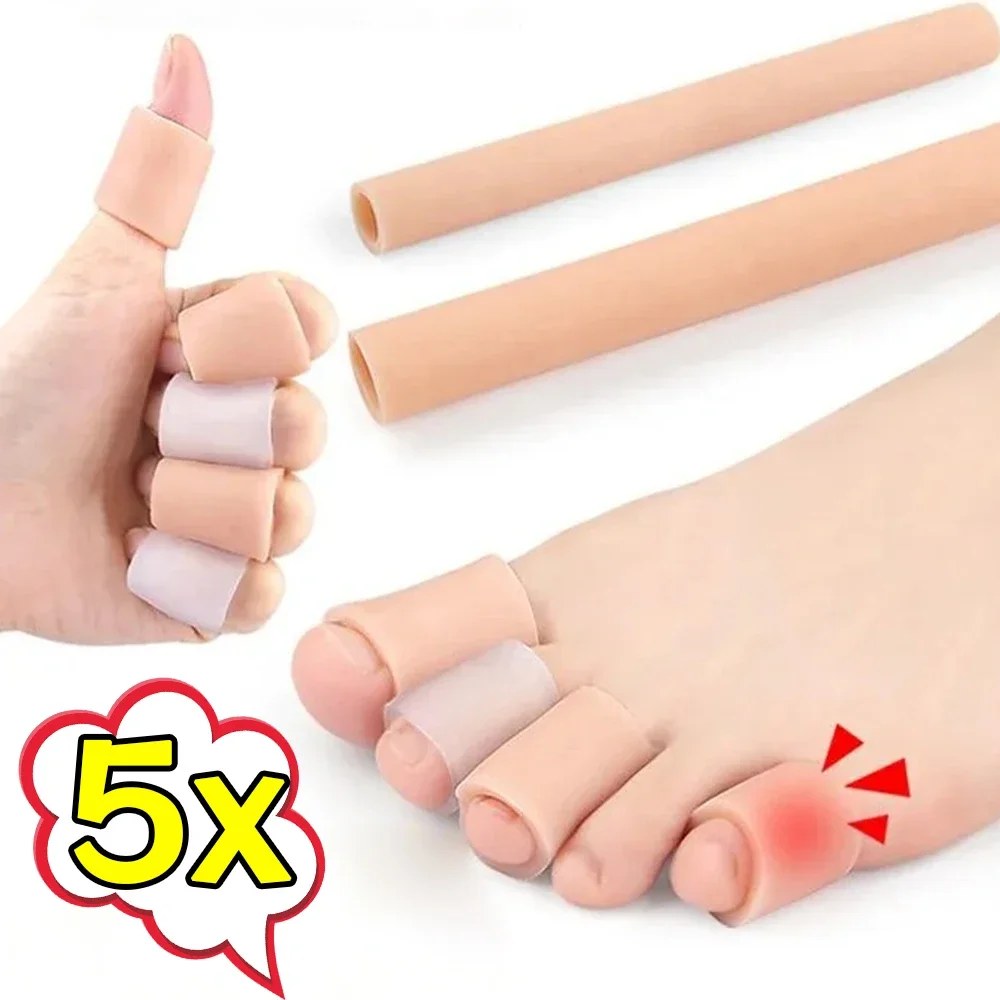 Soft Toe Protector Cover Silicone Foot Finger Care Pain Relief Comfortable Cutable Elastic Tube Bunion Blisters Pinkie Pedicure