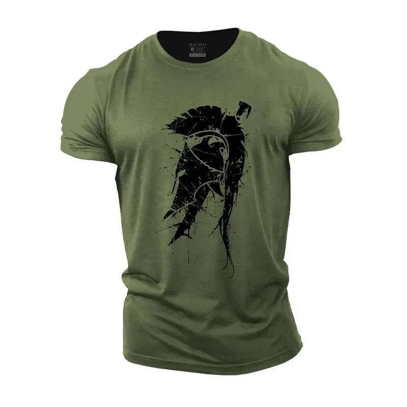 Vintage Men's T Shirt Spartan 3D Printed T-Shirts Summer Short Sleeve Tops Casual Tee Shirt Men