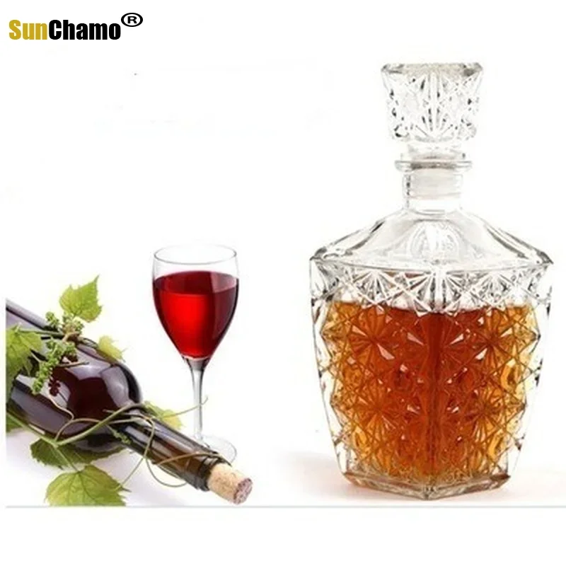 1PC Glass Whiskey Lot Liquor Clear Wine Drinks Decanter Crystal Vintage Bottle Carafe Gift 250ML 500ML 850ML  JR 1081