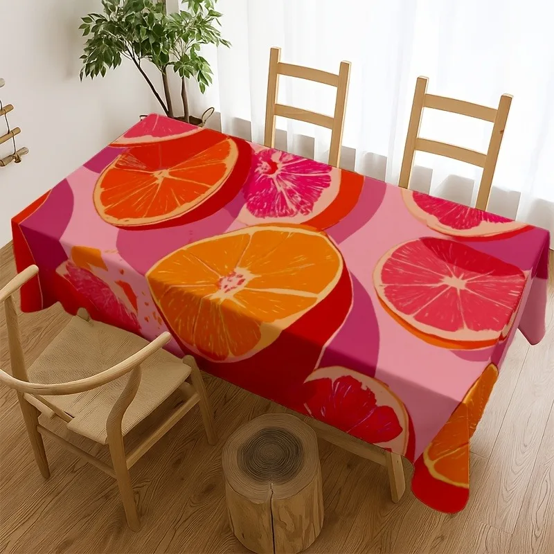 Pink-orange gradient citrus slice tablecloth, simple and fashionable