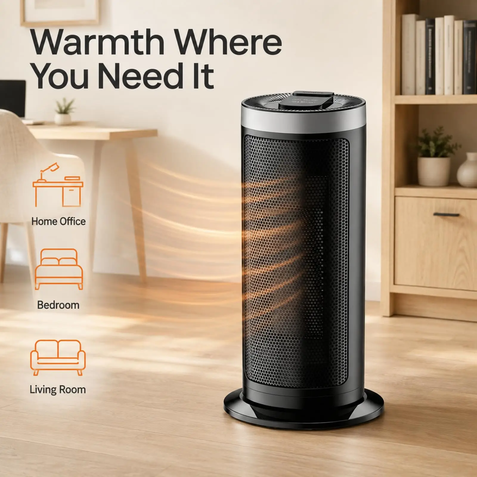 Ceramic Space Heater for Indoor Use Portable Quiet Personal Heater with Tip-Over Protection Ideal for Office Bedroom Desktop