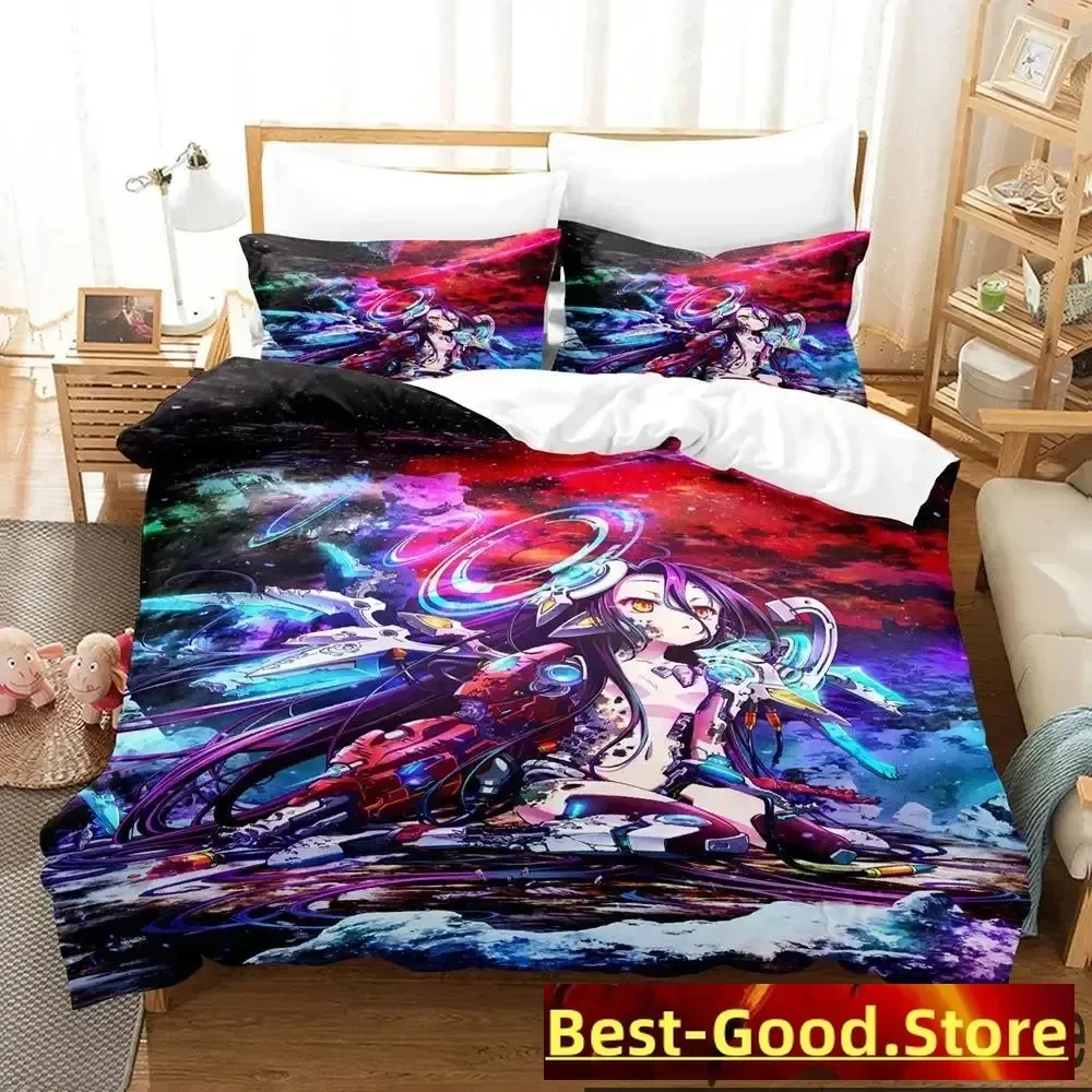 

3D No Game No Life Anime Bedding Set Boys Girls Twin Queen King Size Duvet Cover Pillowcase Bed boys Adult Home Textileextile