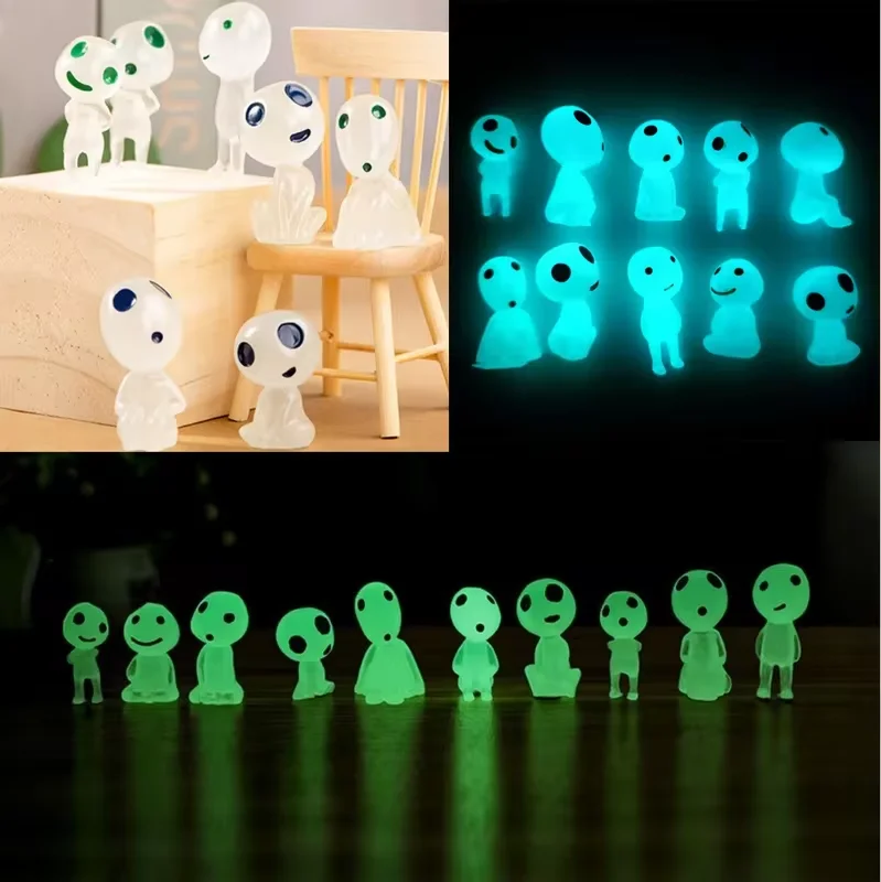 10-Piece Set of Glow-in-the-Dark Princess Tree Fairy Figurines: Miniature Landscape DIY Decorative Ornaments, Garden Decor