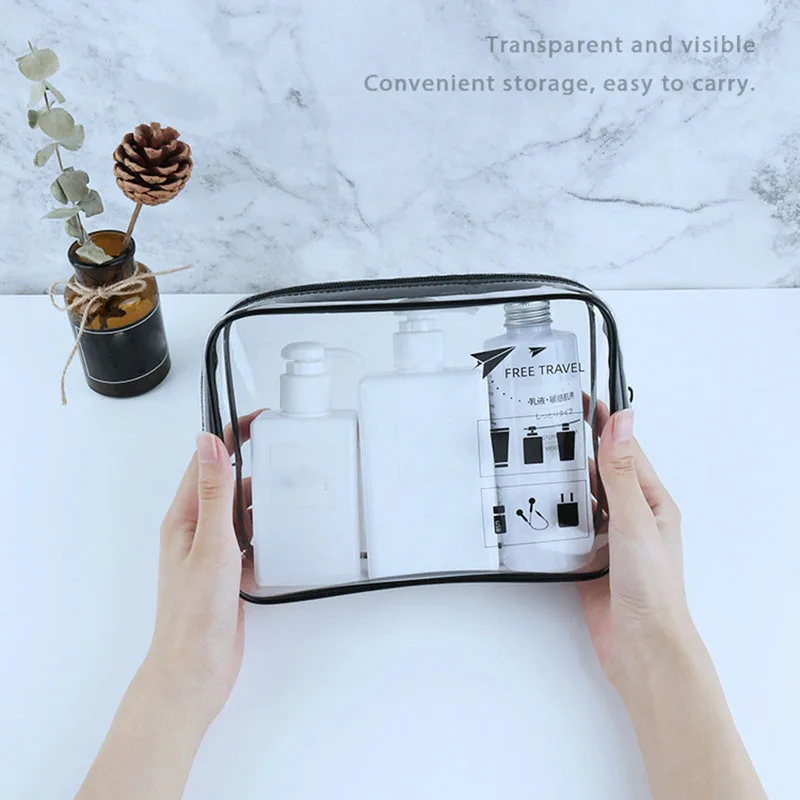 PVC Make Up Case Travel Zipper Makeup Beauty Organizer Wash Toiletry Storage Kit Women Bath Cosmetic Bag Waterproof Transparent