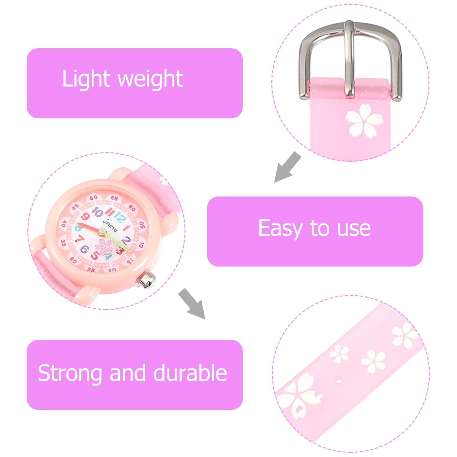 Watches Children's Student Quartz Water Proof Cartoon Kids Pink Wristwatch Waterproof