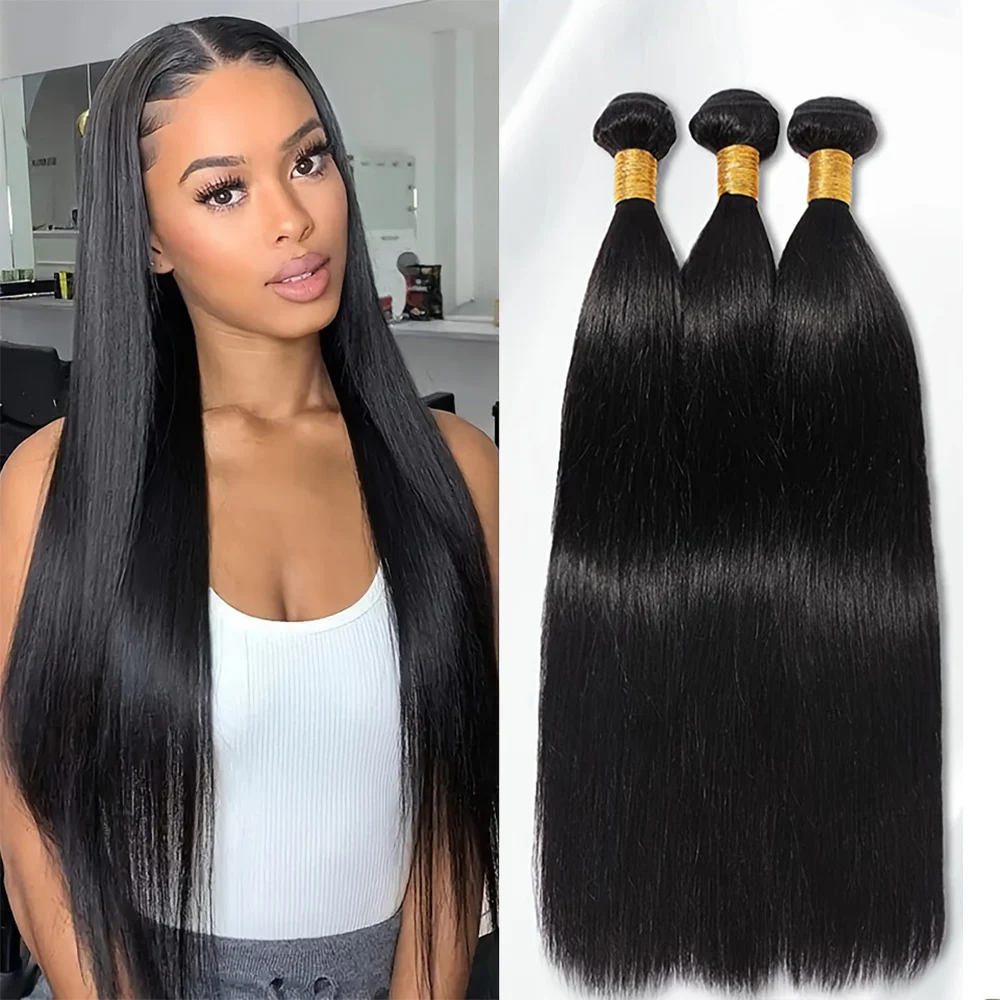 

Natural Human Hair Straight Bundles 30 30 30 Unprocessed Brazilian Virgin 16A Grade Bundles Human Hair for Women Remy Human Hair