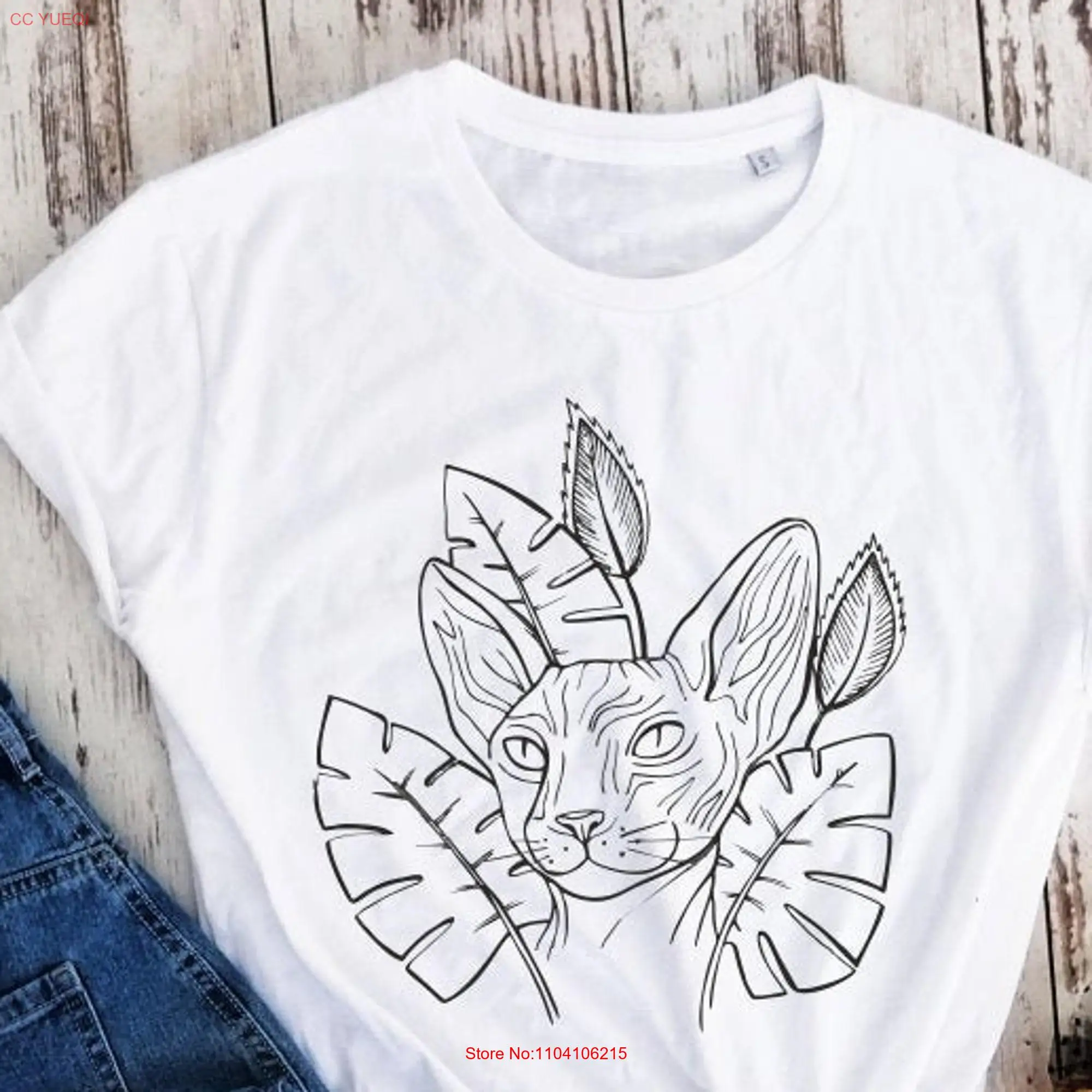 Cat sphinx t shirt pet feminism gift hand draw organic cotton minimalisT lover long or short sleeves