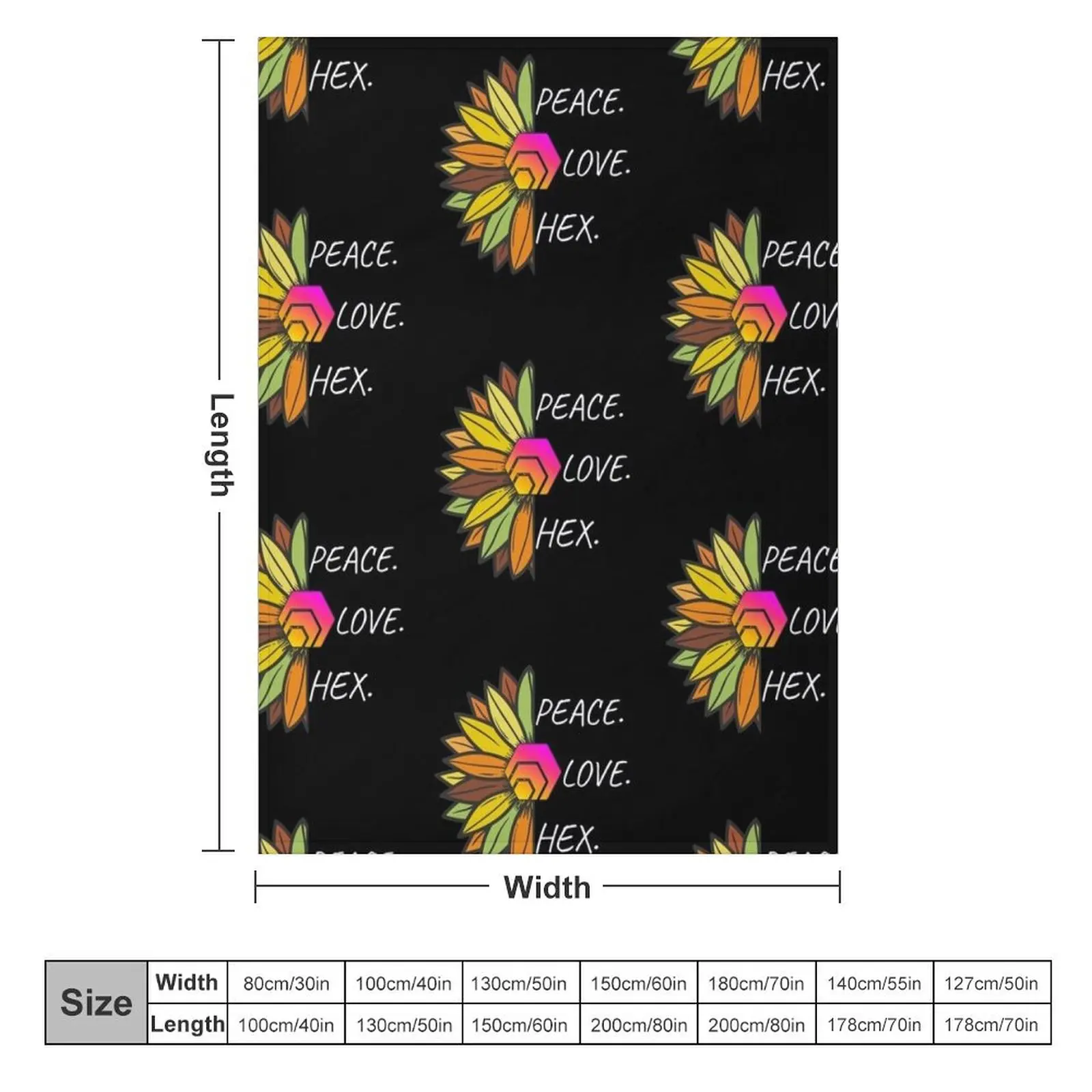 Peace. Love. HEX. Throw Blanket Nap Personalized Gift for sofa Baby Blankets