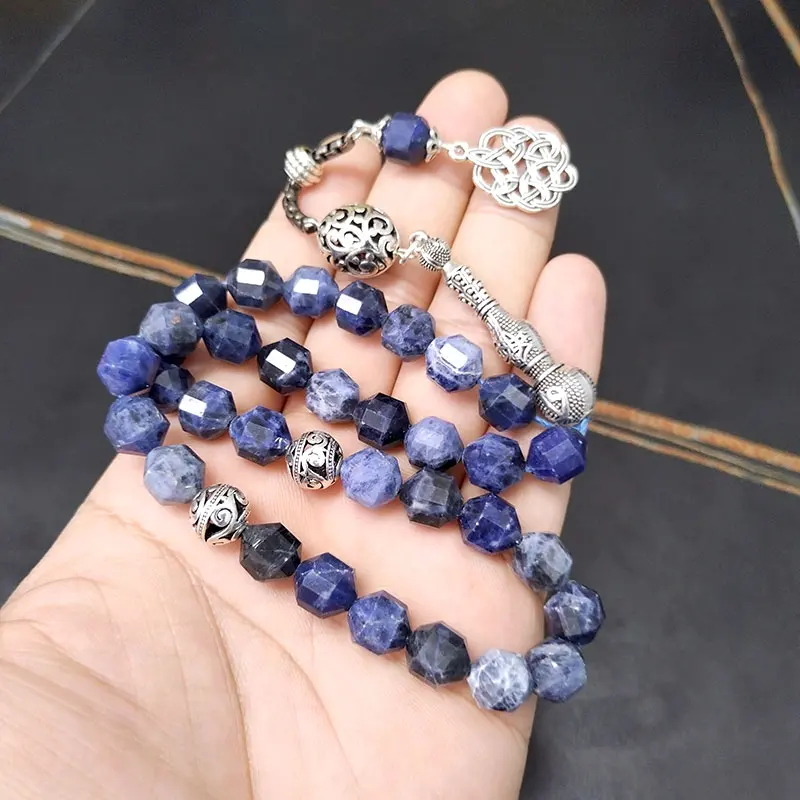 ALBASHAN Natural Sodalite stone Tasbih Muslim PRAYER BEADS blue stone misbaha islamic eid gift arabic accessories on hand