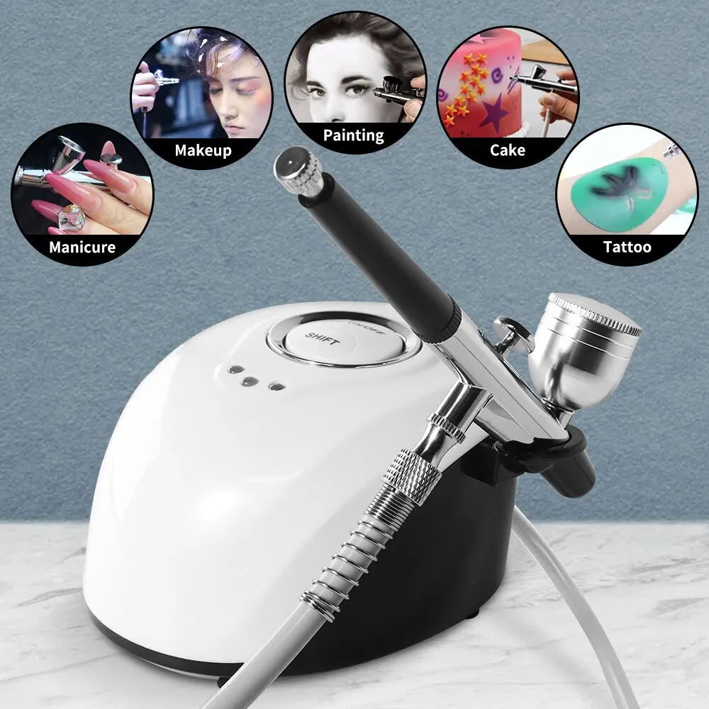 Professional Airbrush Machine for Nails Art Paint Tattoo Craft Cake Nano Mist Sprayer Beauty Tool Oxygen Injector Air Compressor